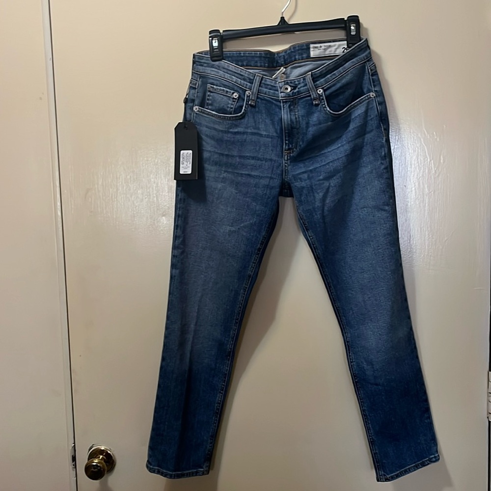 NWT Rag%Bone Dre Low-Rise Ankle Slim Boyfriend Blue-washed Jeans. Size 26.